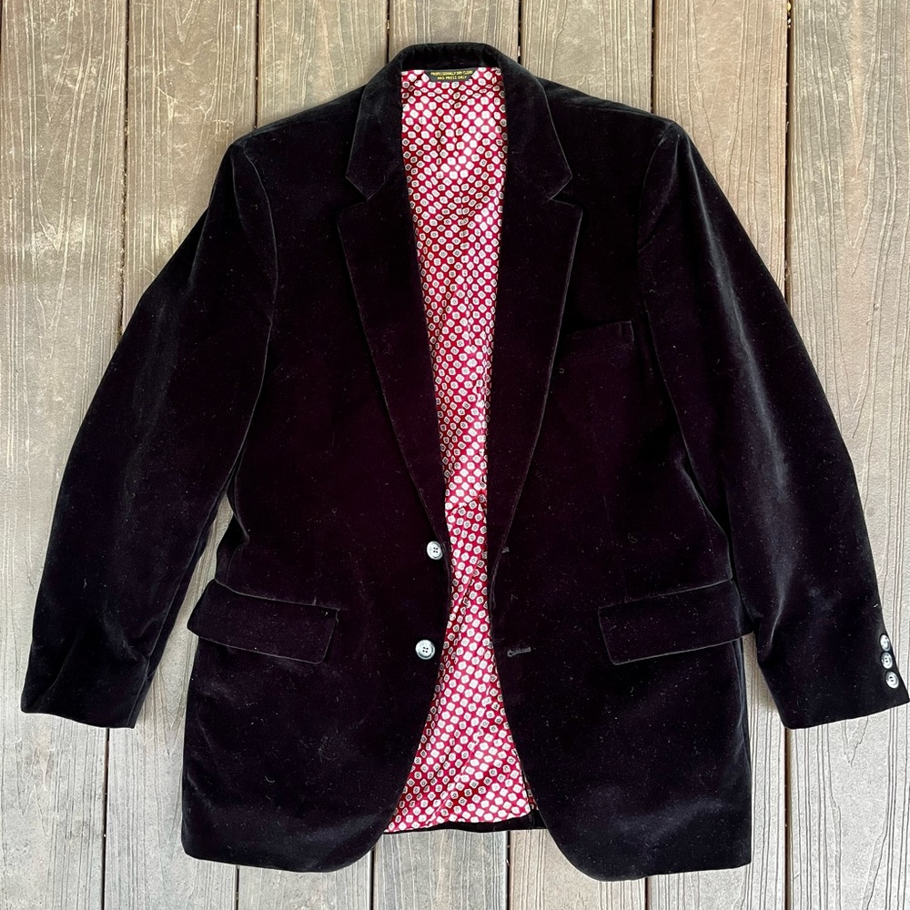 Incredible Vintage Black Velvet Dinner Jacket Blazer